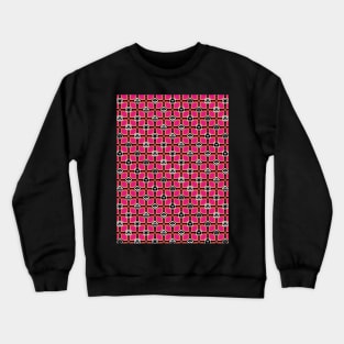 1970s Retro Inspired Polyhedral Dice Set and Leaf Seamless Pattern - Pink Crewneck Sweatshirt